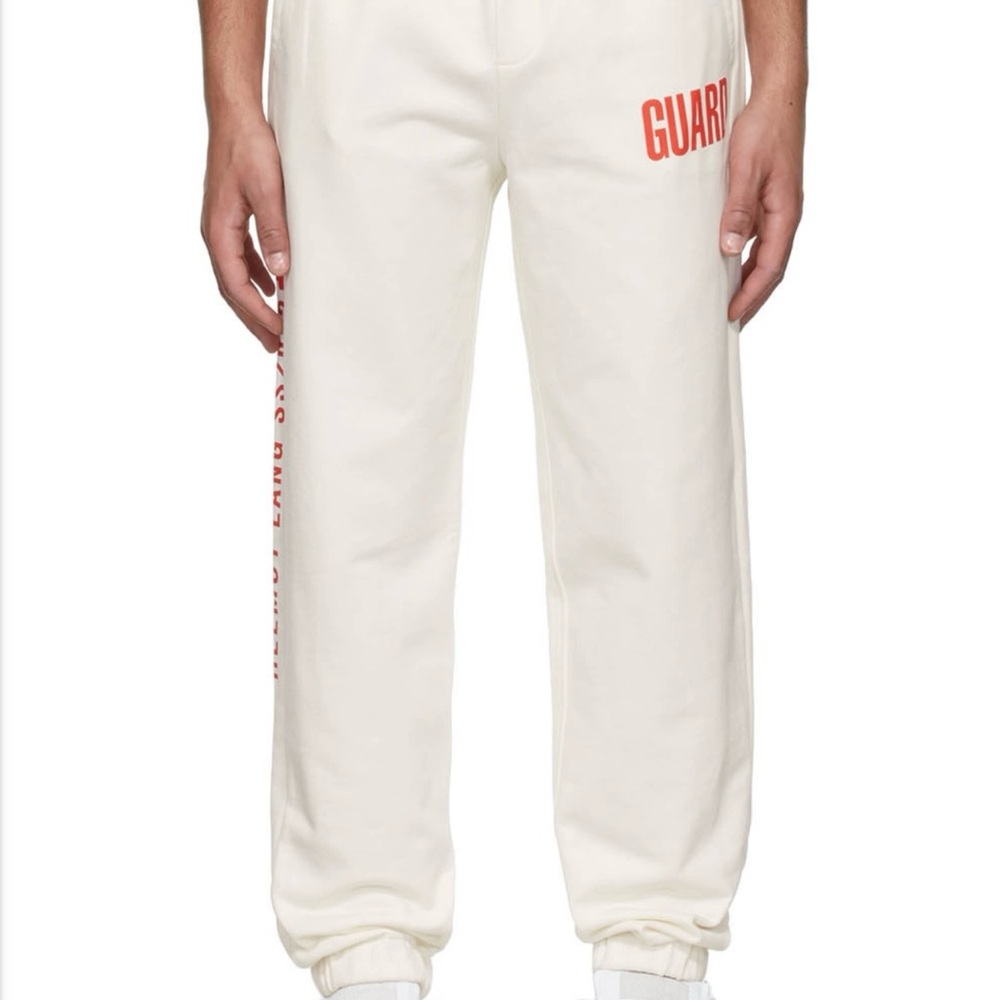 Helmut Lang Cream Joggers with Red Accents